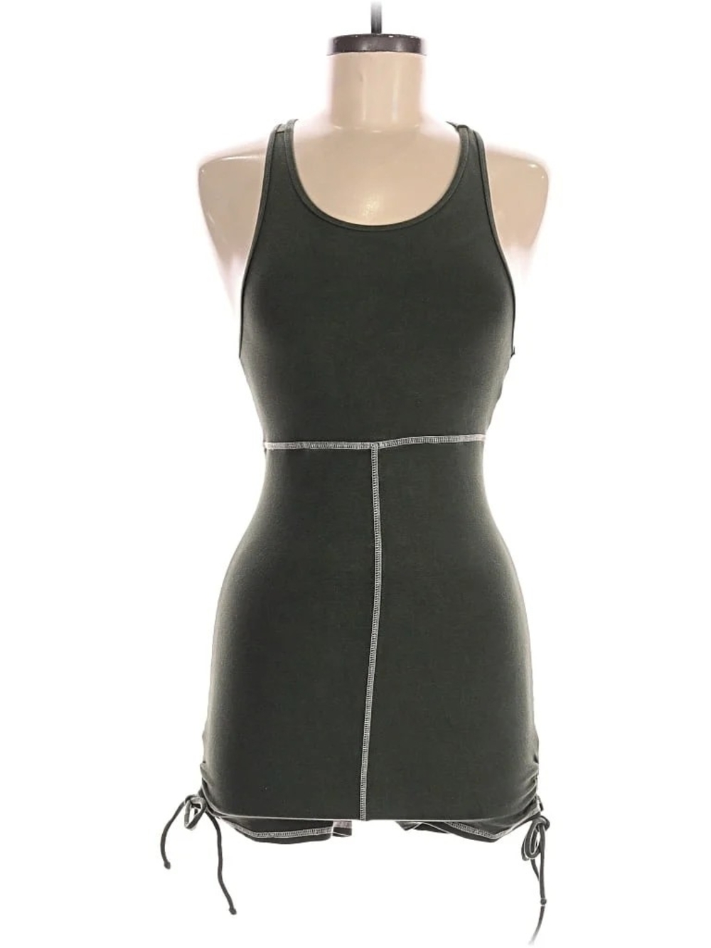 Forever 21 Olive Green Tank Dress with Side Seam Detail, Medium